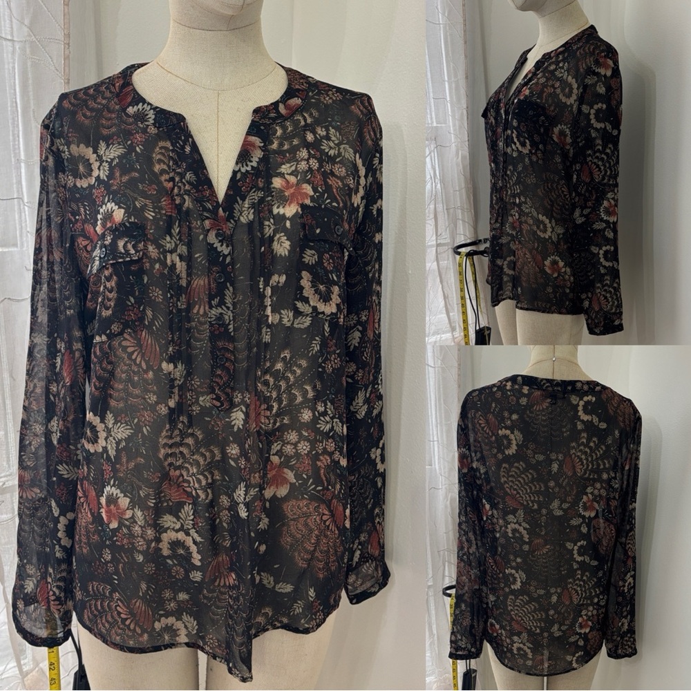 1.2.3 Paris Floral Sheer Black Blouse